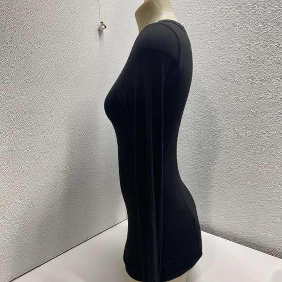 NEW ENZA COSTA Womens Soft Viscose Silk Ribbed Long Sleeve Shirt Size M Black - Picture 6 of 11